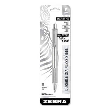 Zebra® F-701 Ballpoint Pen, Retractable, Fine 0.7 Mm, Black Ink, Stainless Steel-black Barrel freeshipping - TVN Wholesale